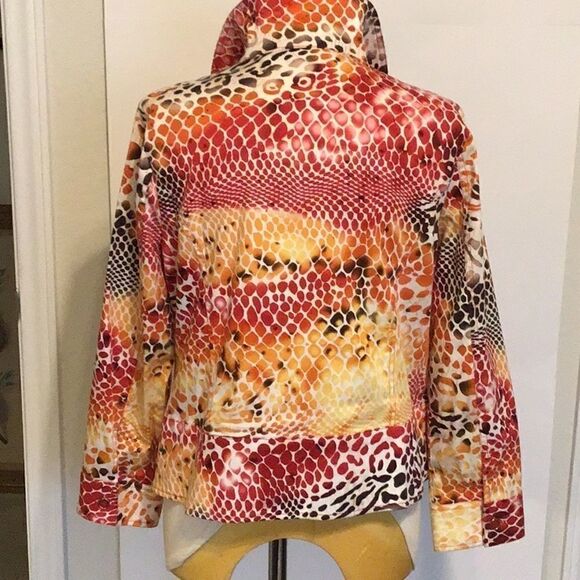 Erin by Erin Fetherson Women’s Multi Color Zipper Jacket Top Animal Large Petite - Picture 4 of 9